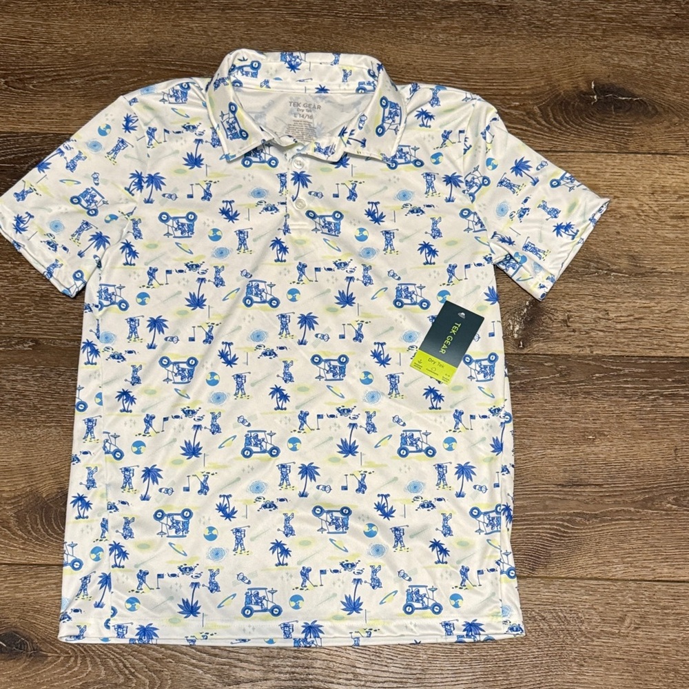 Tek gear dry tek gold polo youth‎ large 14/16 NWT